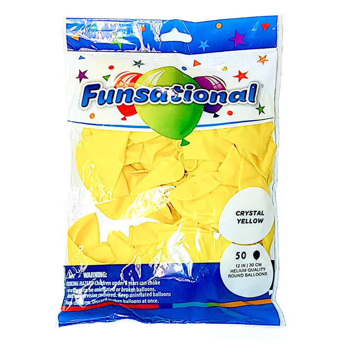 Crystal Yellow Funsational Latex Balloons 12" | 50ct