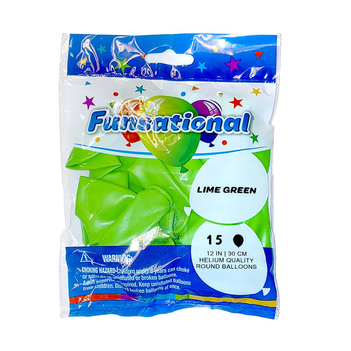 Lime Green Funsational 12" Latex Ballons | 15ct