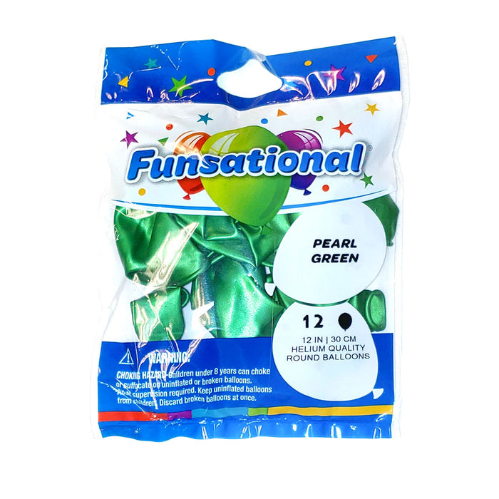 Pearl Green Funsational 12" Latex Ballons | 12ct