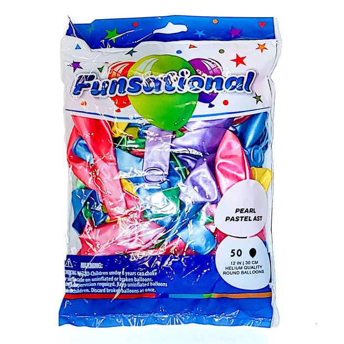 Pearl Pastel Assorted Colors Funsational 12" Latex Ballons | 50ct