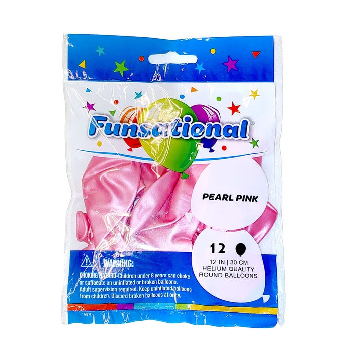 Pearl Pink Funsational 12" Latex Ballons | 12ct