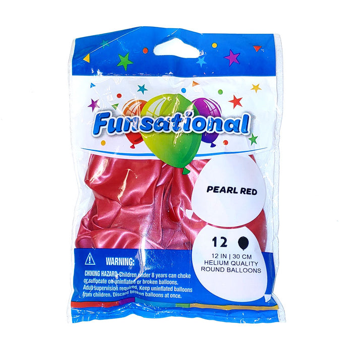 Pearl Red Funsational 12" Latex Ballons | 12ct