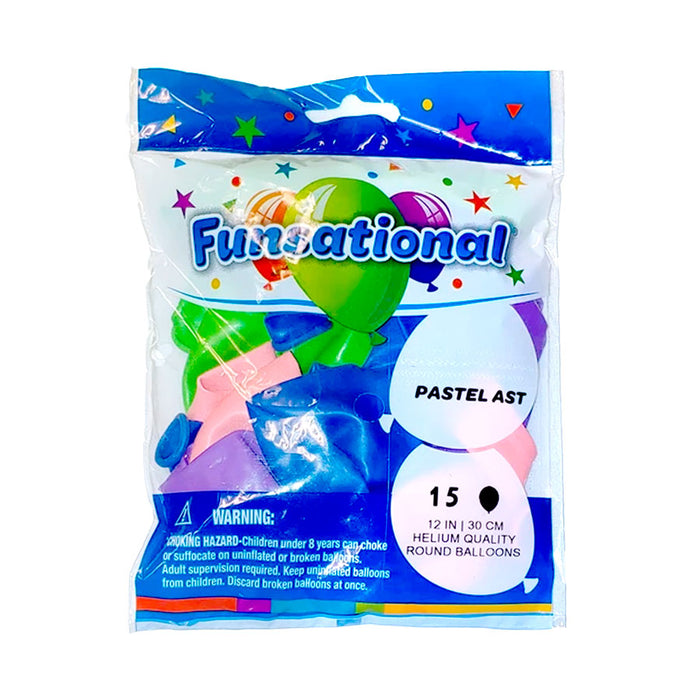 Pastel Assorted Funsational 12" Latex Ballons | 15ct