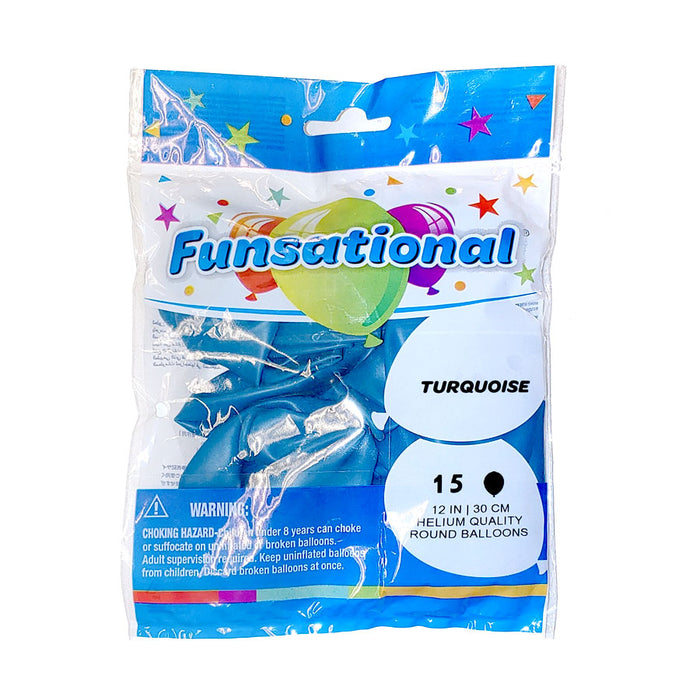 Turquoise Funsational 12" Latex Ballons | 15ct