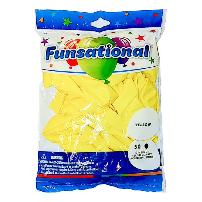 Yellow Funsational 12" Latex Ballons | 50ct
