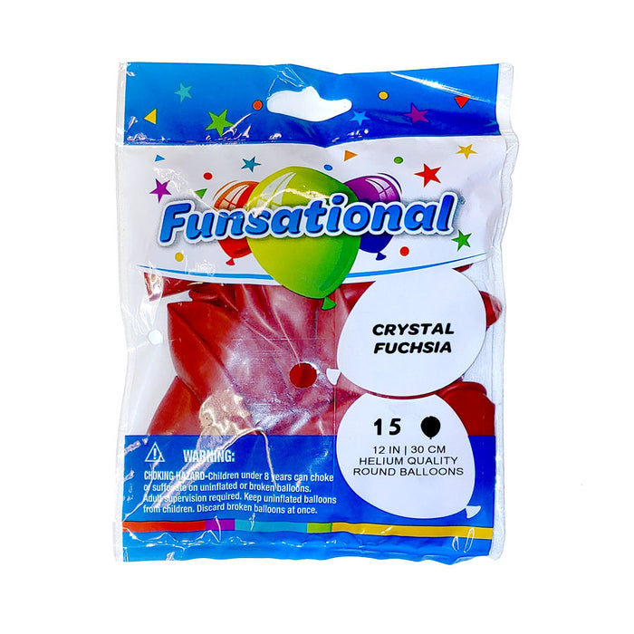 Crystal Fuchsia Funsational 12" Latex Balloons | 15ct