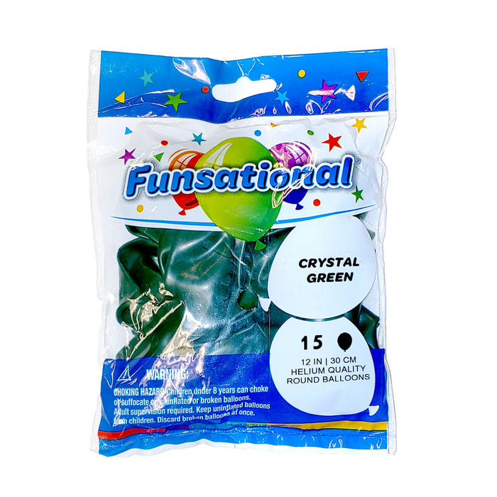 Crystal Green Funsational 12" Latex Balloons | 15ct