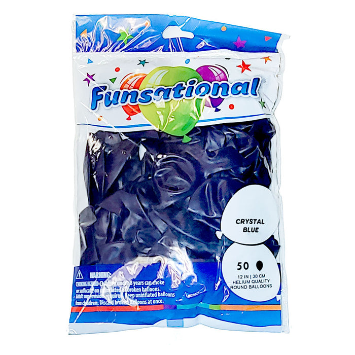 Crystal Blue Funsational 12" Latex Balloons | 50ct