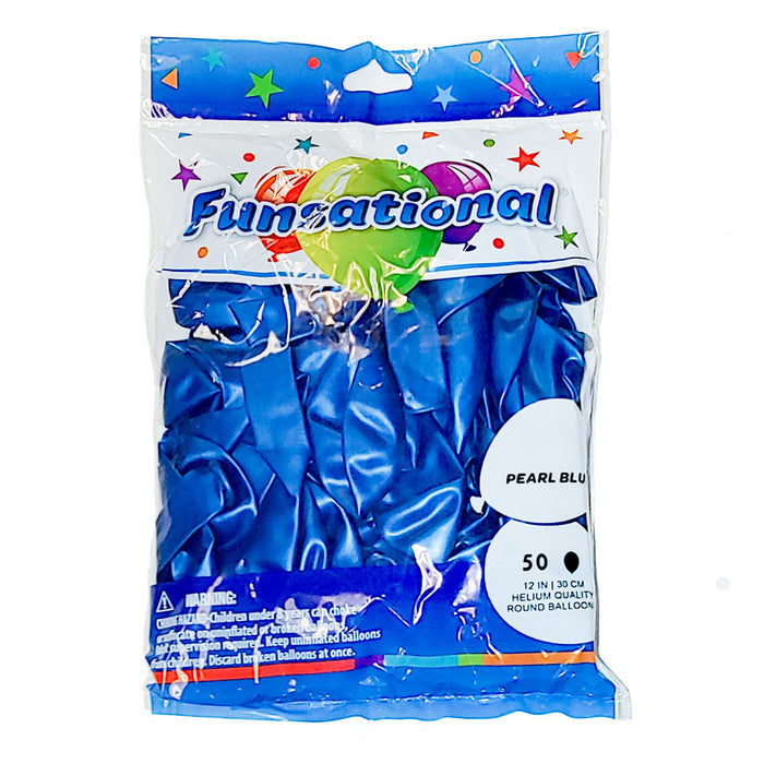Pearl Blue Funsational 12" Latex Ballons | 50ct