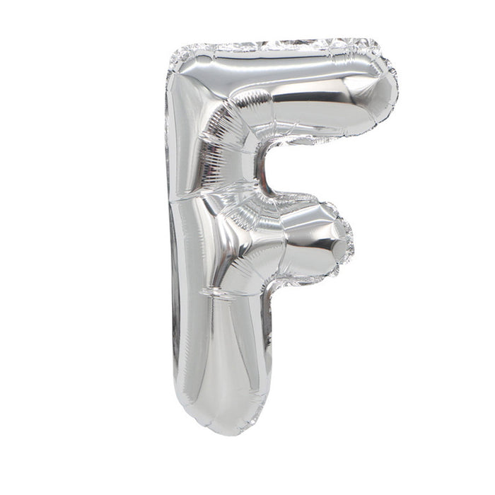 Air Filled Silver Mylar ''F'' Letter Balloon, 16"| 1 ct