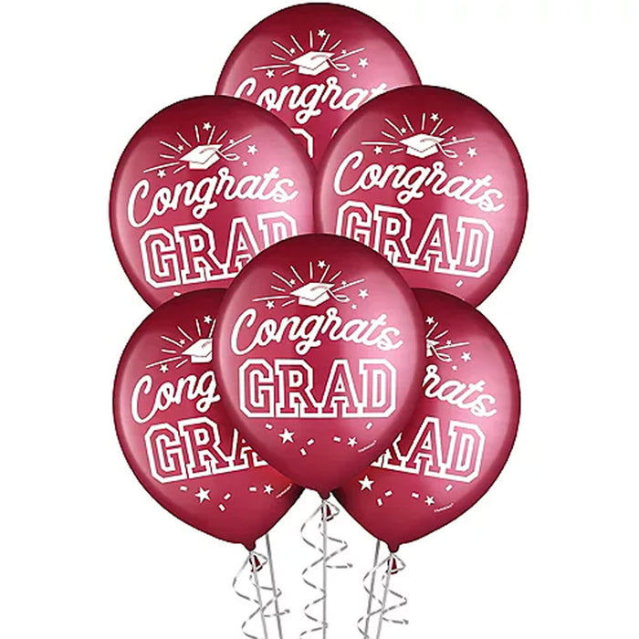 Graduation Maroon Latex Balloons 12" | 15 ct