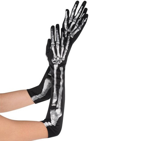 Adult Long Skeleton Gloves | 1pr