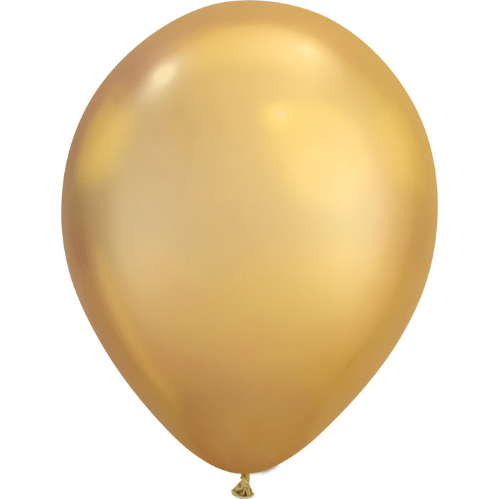 Chrome Gold, Latex Balloon With Helium and Hi-Float  11'' | 1 ct