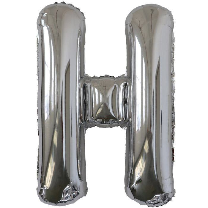 "H" Silver Jumbo Metallic Balloon | 1ct.