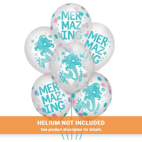 Shimmering Mermaids Confetti Latex Balloons 12" | 6 ct