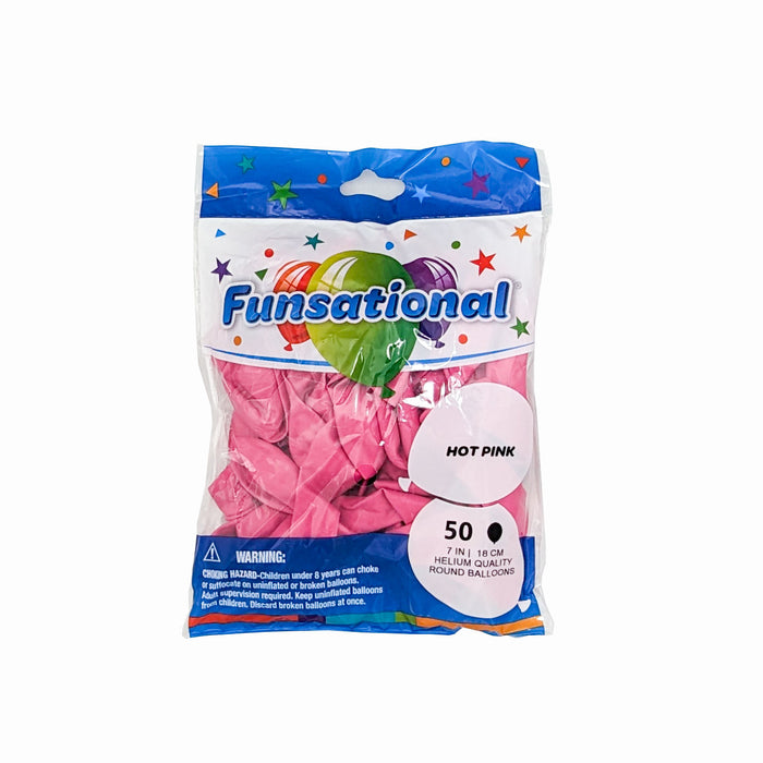 Hot Pink Funsational Latex Balloons 7" | 50ct