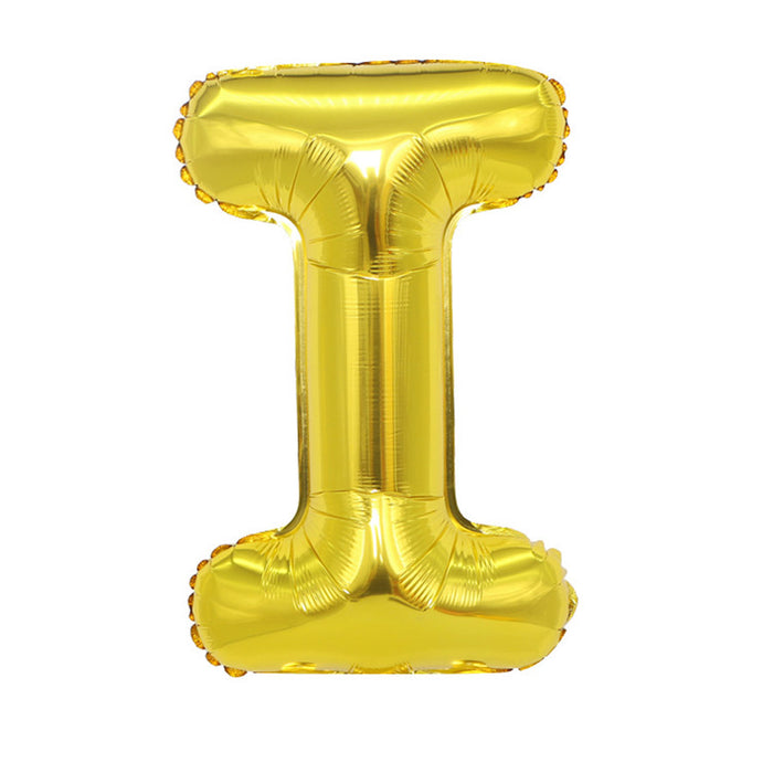 Air Filled Gold Mylar ''I'' Letter Balloon, 16'' | 1 ct