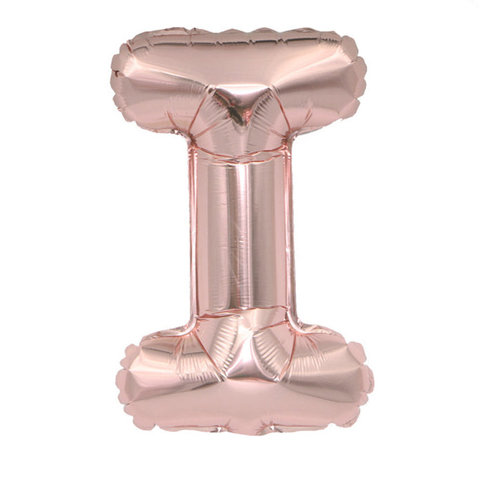 Air Filled Rose Gold Mylar ''I'' Letter Balloon, 16" | 1 ct
