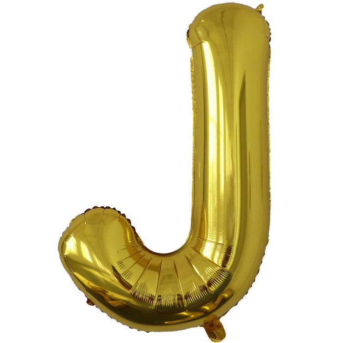 "J" Gold Jumbo Metallic Balloon | 1ct.