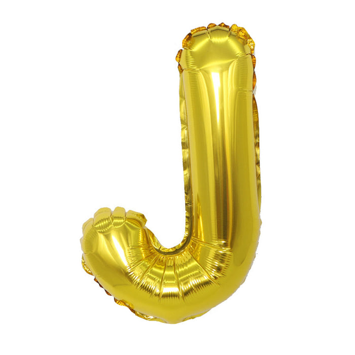 Air Filled Gold Mylar ''J'' Letter Balloon, 16'' | 1 ct
