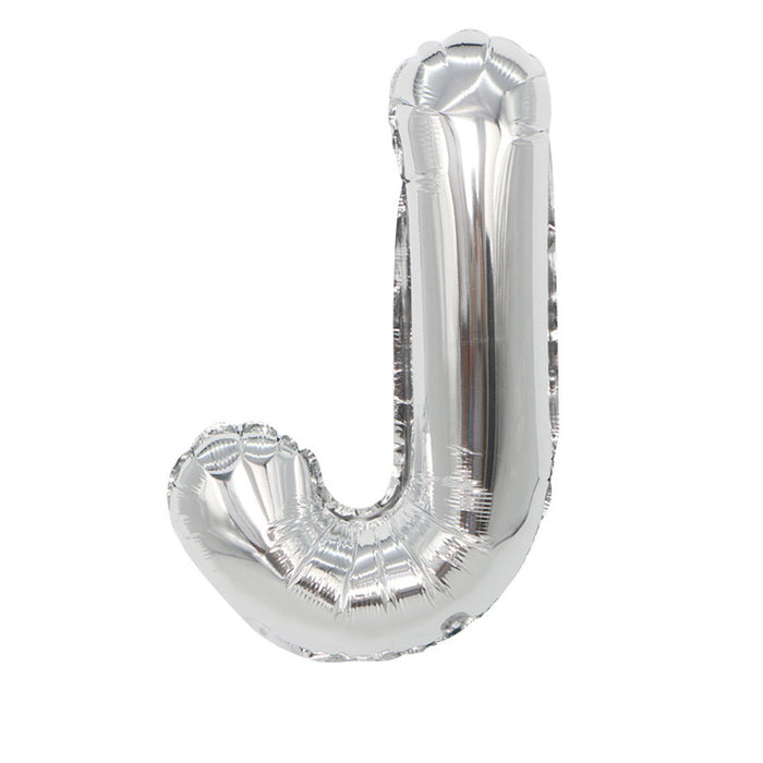 Air Filled Silver Mylar ''J'' Letter Balloon, 16" | 1 ct