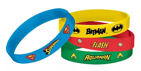 Justice League Rubber Wristbands | 4 ct
