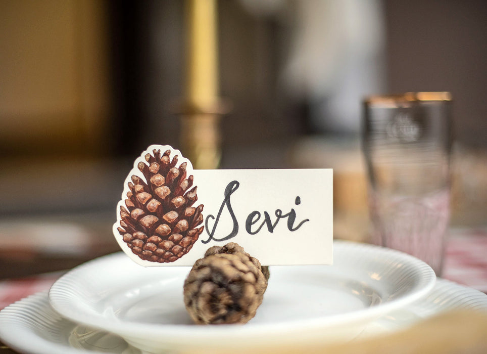 Christmas Pinecone Place Card | 12 ct