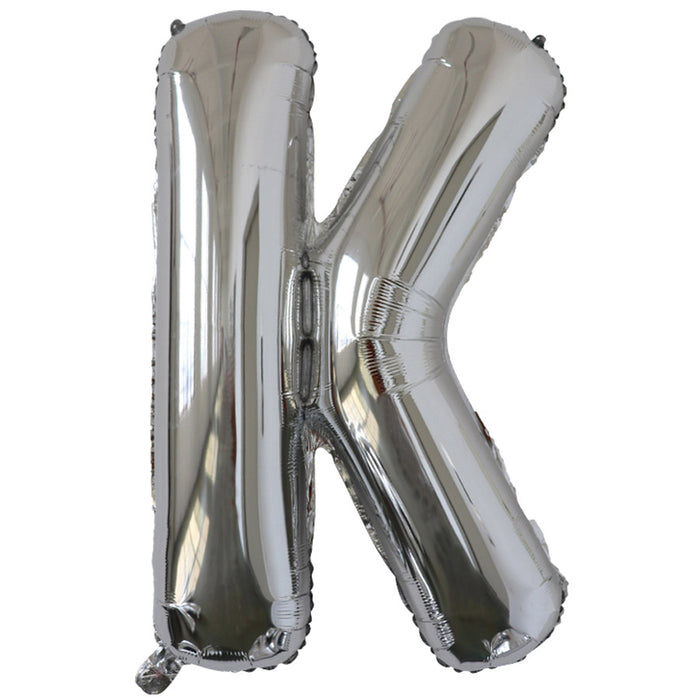 "K" Silver Jumbo Metallic Balloon | 1ct