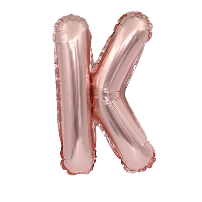 Air Filled Rose Gold Mylar ''K'' Letter Balloon, 16" | 1 ct