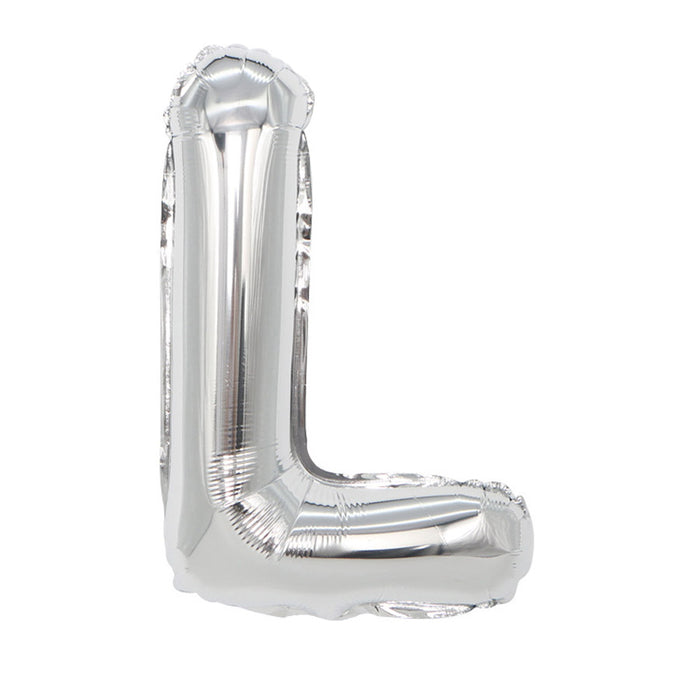 Air Filled Silver Mylar ''L'' Letter Balloon, 16" | 1 ct