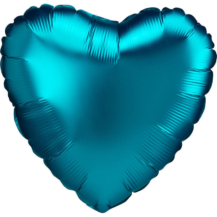 Aqua Satin Luxe Heart Balloon 18" | 1ct