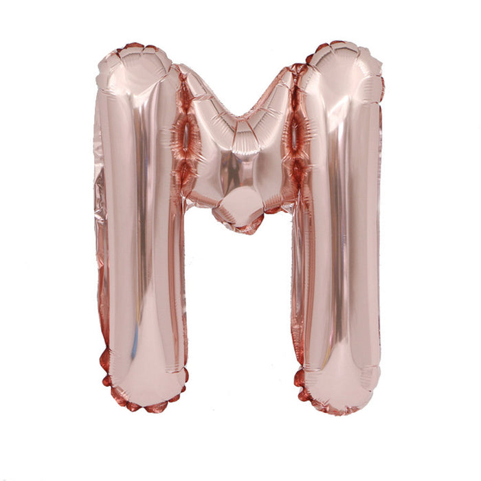 Air Filled Rose Gold Mylar ''M'' Letter Balloon, 16" | 1 ct