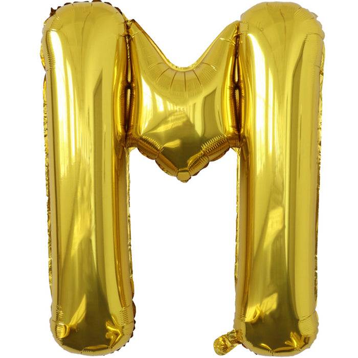 "M" Gold Jumbo Metallic Balloon | 1ct.
