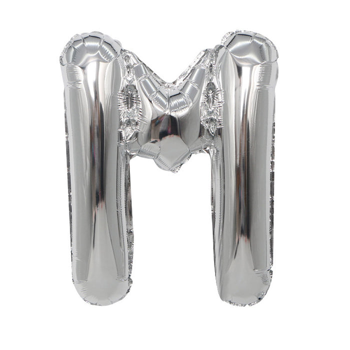 Air Filled Silver Mylar ''M'' Letter Balloon, 16" | 1 ct