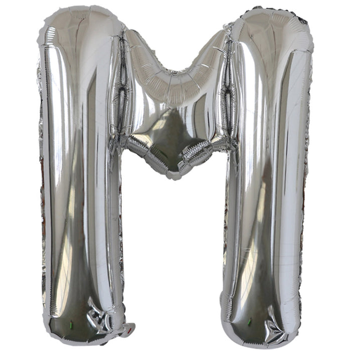 "M" Silver Jumbo Metallic Balloon | 1ct
