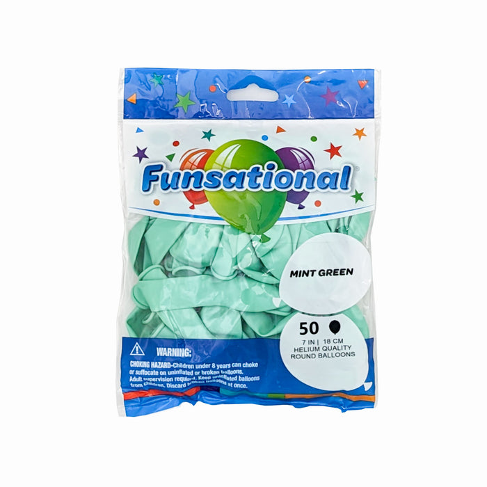 Mint Green Funsational Latex Balloons 7" | 50ct