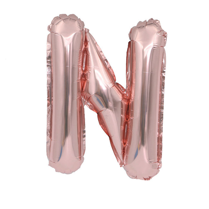Air Filled Rose Gold Mylar ''N'' Letter Balloon, 16" | 1 ct