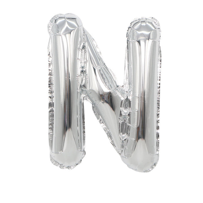 Air Filled Silver Mylar ''N'' Letter Balloon, 16" | 1 ct