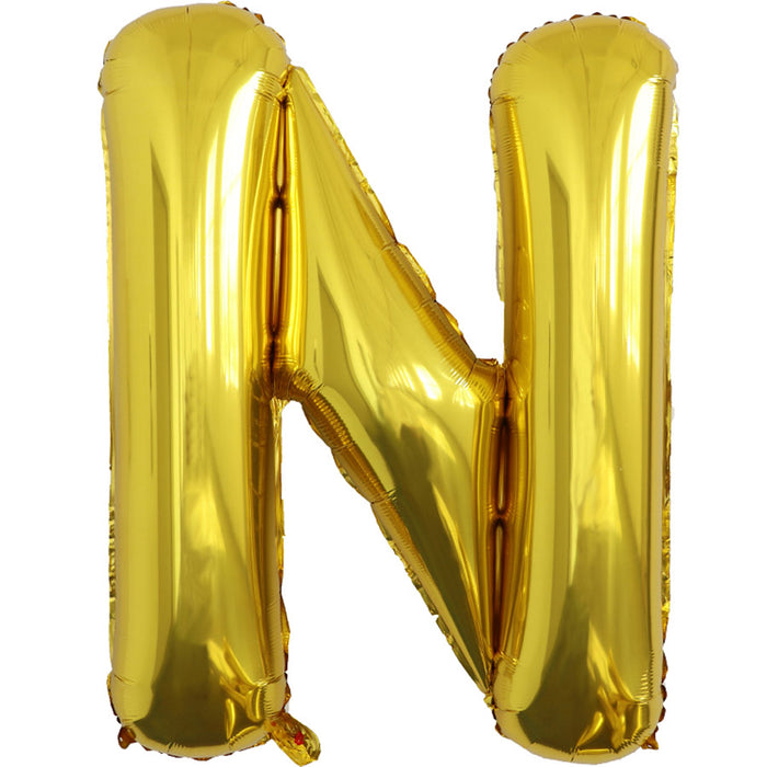 "N" Gold Jumbo Metallic Balloon | 1ct.