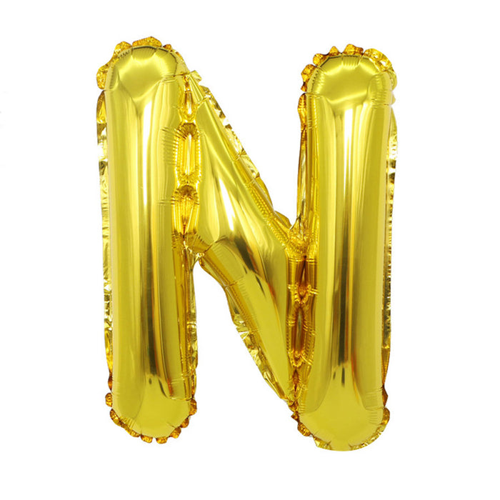 Air Filled Gold Mylar ''N'' Letter Balloon, 16'' | 1 ct