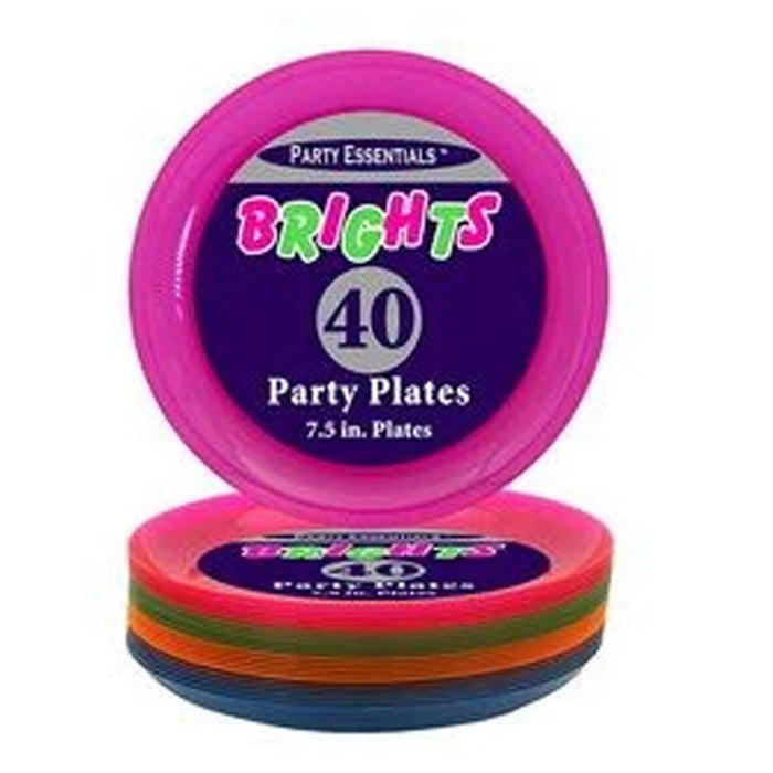 Brights Neon Plastic lunch Plates 7.5" | 40 ct