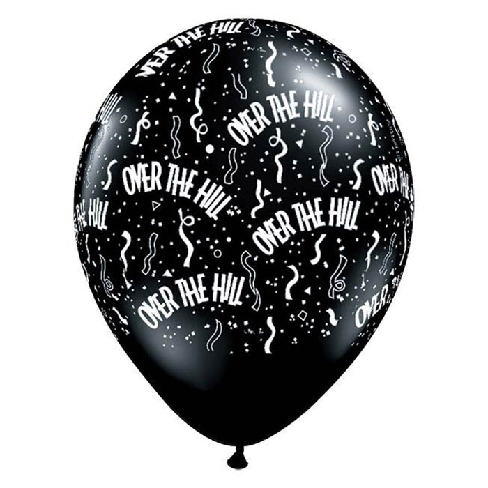 Black Over The Hill Flat Printed Latex Balloons 11" | 6ct