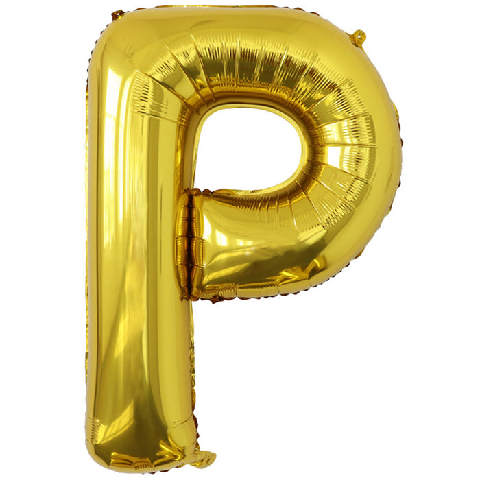 "P" Gold Jumbo Metallic Balloon | 1ct.