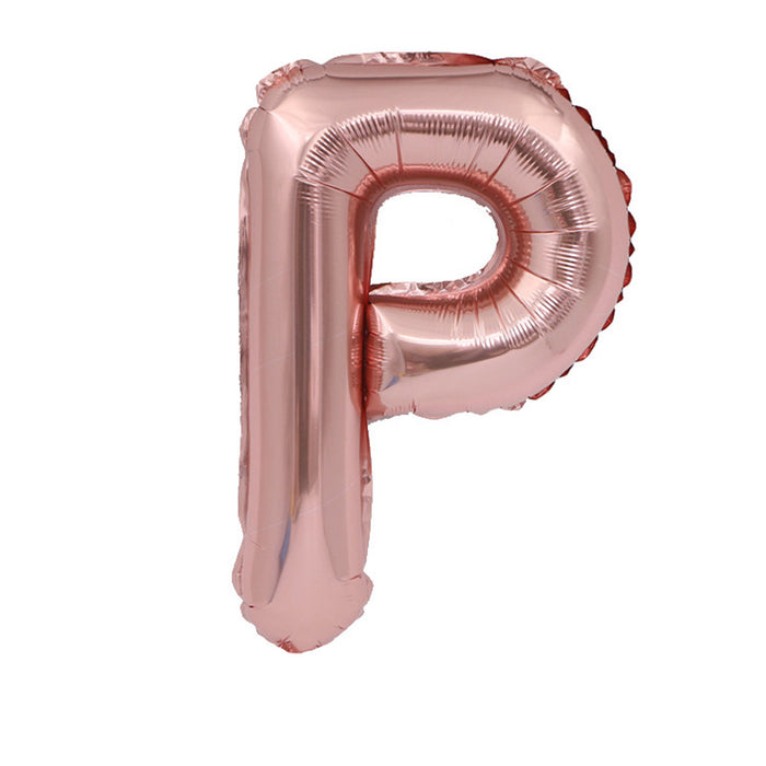 Air Filled Rose Gold Mylar ''P'' Letter Balloon, 16" | 1 ct