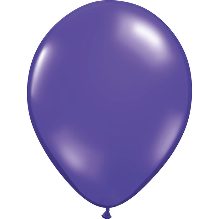 An inflated 11-inch Qualatex Quartz Purple Latex Balloon.