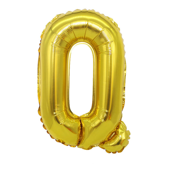 Air Filled Gold Mylar ''Q'' Letter Balloon, 16" | 1 ct