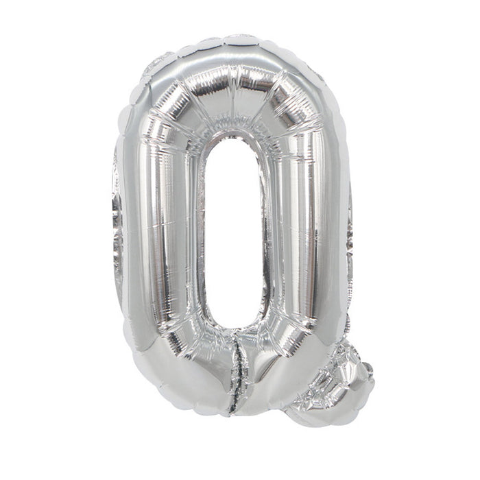 Air Filled Silver Mylar ''Q'' Letter Balloon, 16" | 1 ct