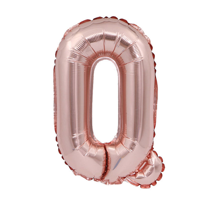 Air Filled Rose Gold Mylar ''Q'' Letter Balloon, 16" | 1 ct