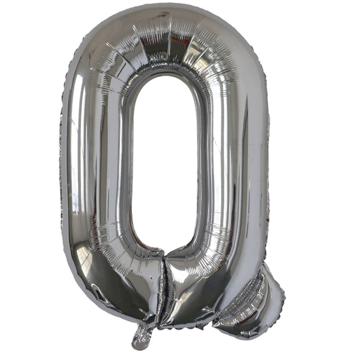 "Q" Silver Jumbo Metallic Balloon | 1ct
