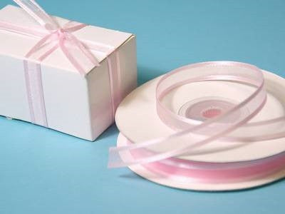 Pink Organza Ribbon with Satin Edge -25 Yards x 3/8 Inches